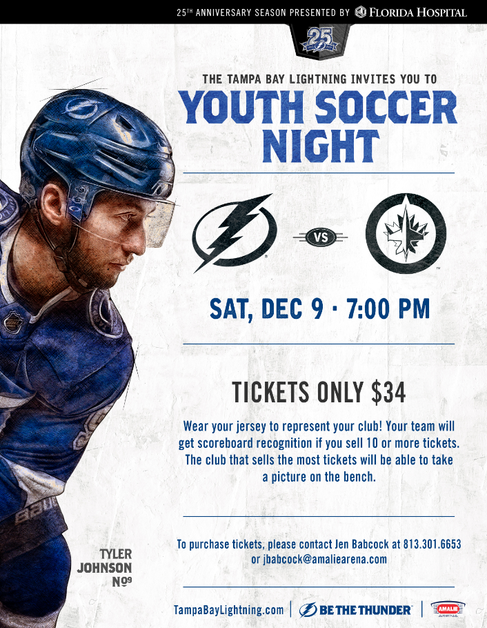 Youth Soccer Night with the Lightning! Dec. 9th