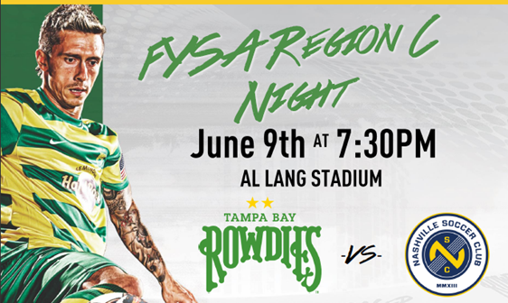 June 9th – FYSA Region C Night at the Rowdies